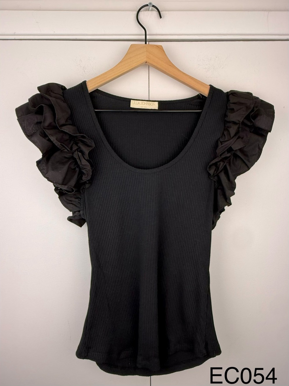 Ulla Johnson Koa Ruffle Top Noir Black Size M
